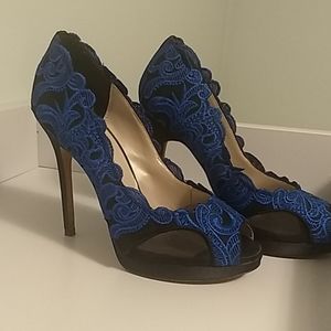Blue and Black Lace Stilletos